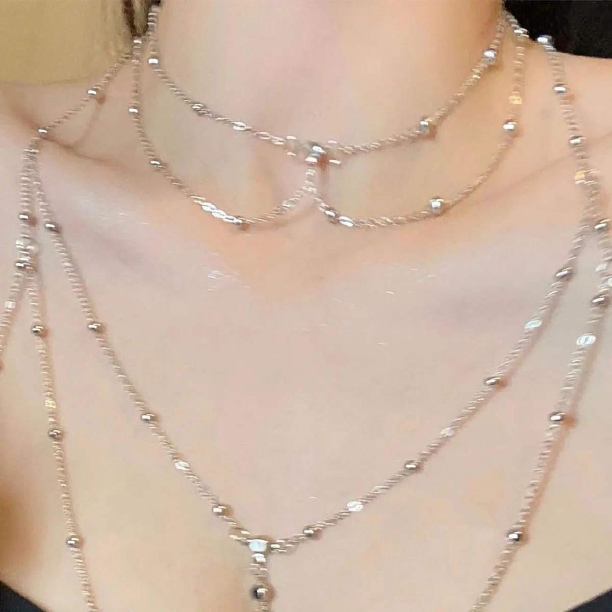 Corrente corporal de strass ci - Layered Pendant Necklace Aesthetic avaliação e preço
