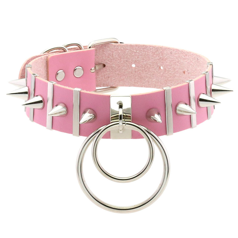 Rosa bondage pico gargantilha  - Goth Punk Spike Choker avaliação e preço