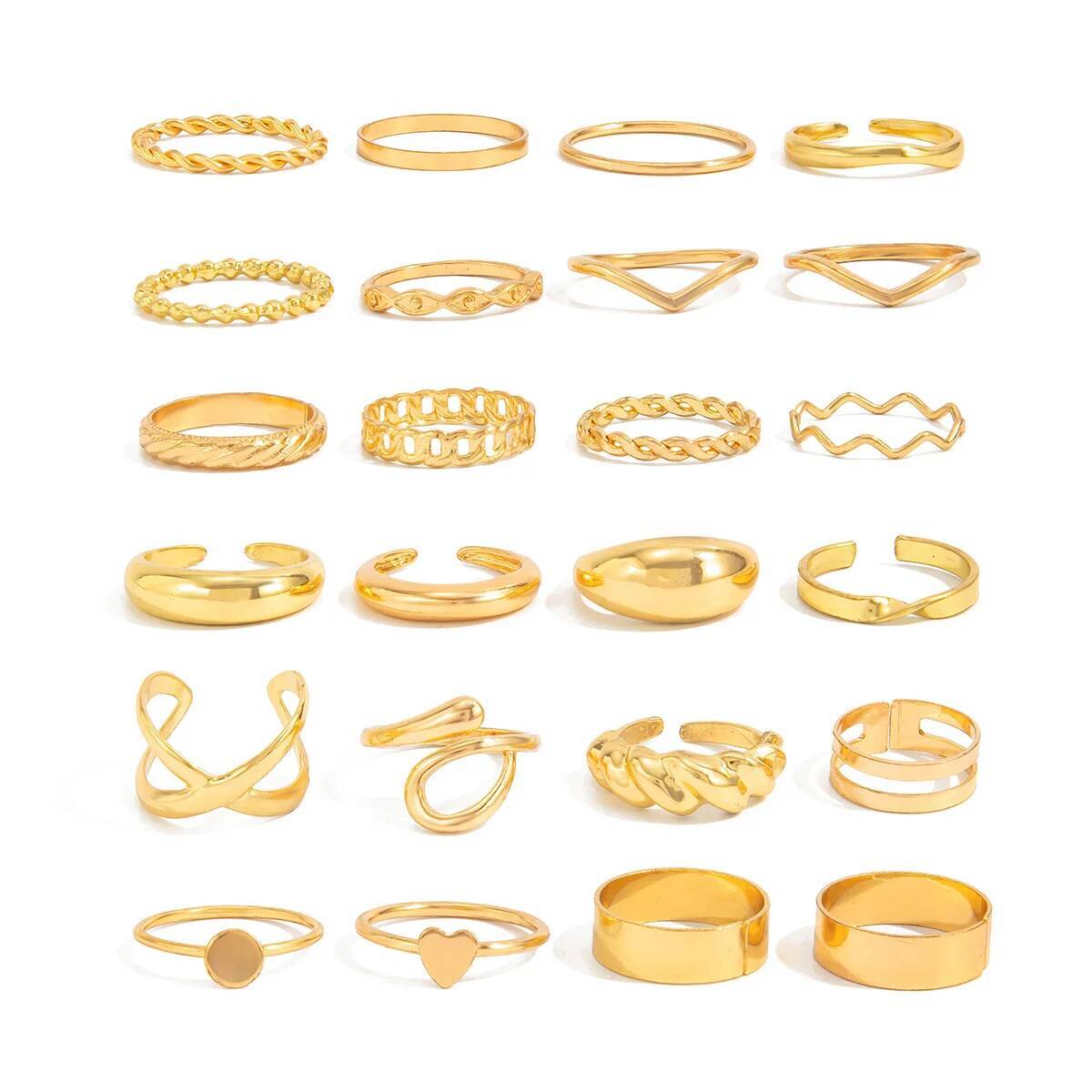 Shixin 24 pçs/set na moda geom - Vintage Punk Knuckle Rings Set avaliação e preço